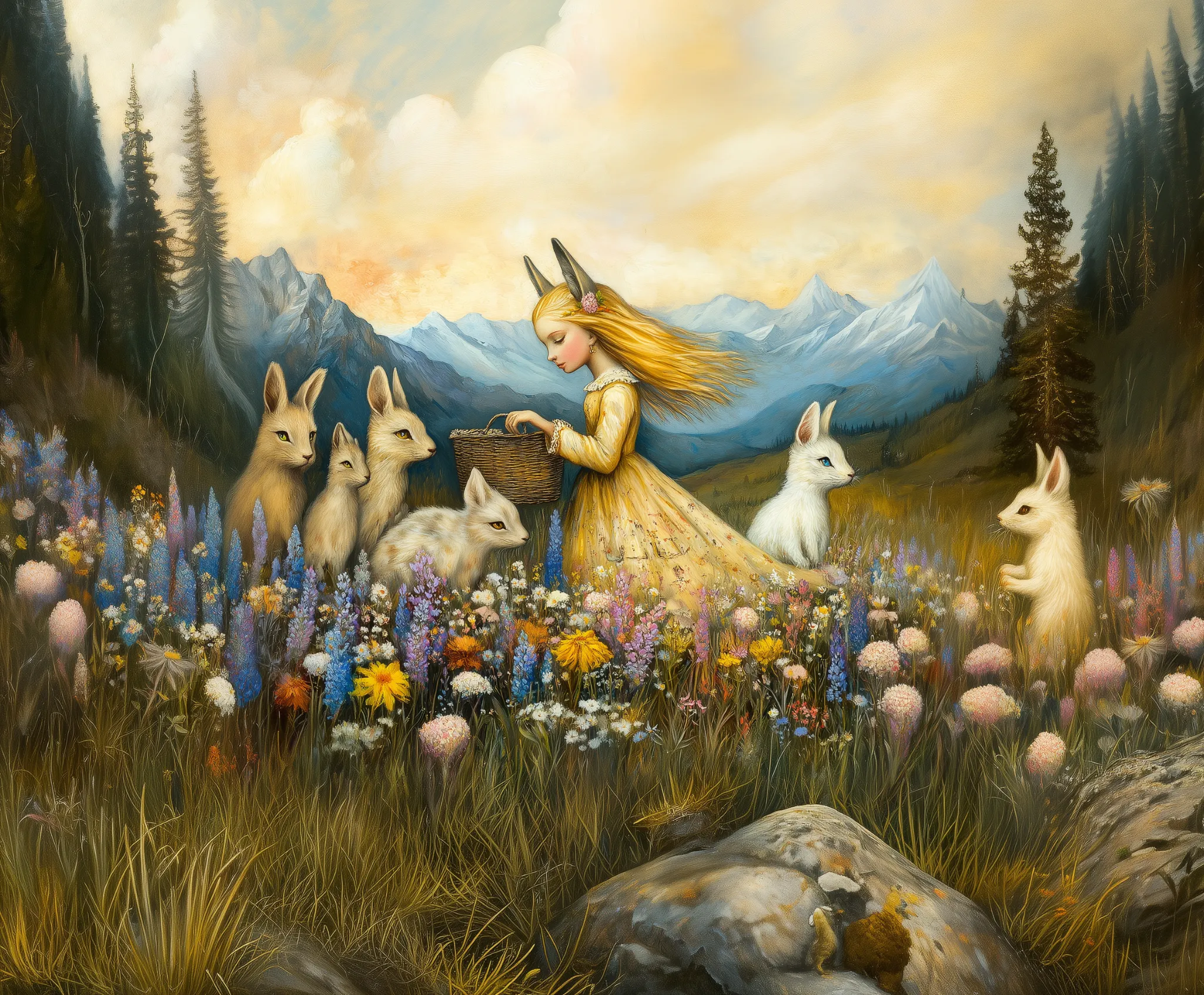 ozd3182_A_medieval_painting_of_a_princess_in_a_garden_with_her__493b3f71-6c07-4d0d-88e7-9e40d4fe163b