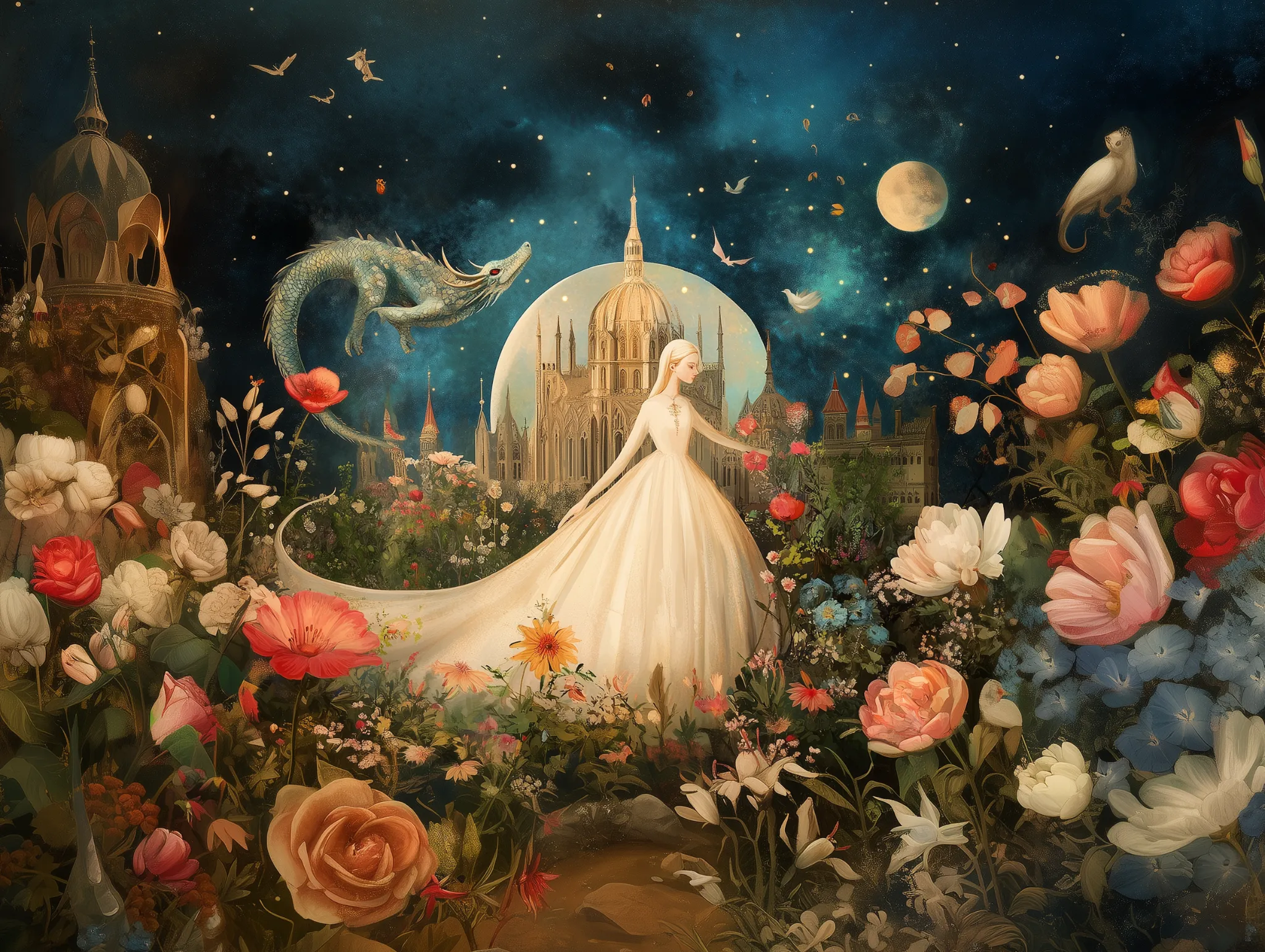 ozd3182_A_medieval_painting_of_a_princess_in_a_garden_with_her__613f590c-f401-4da5-928e-0dde9502677c