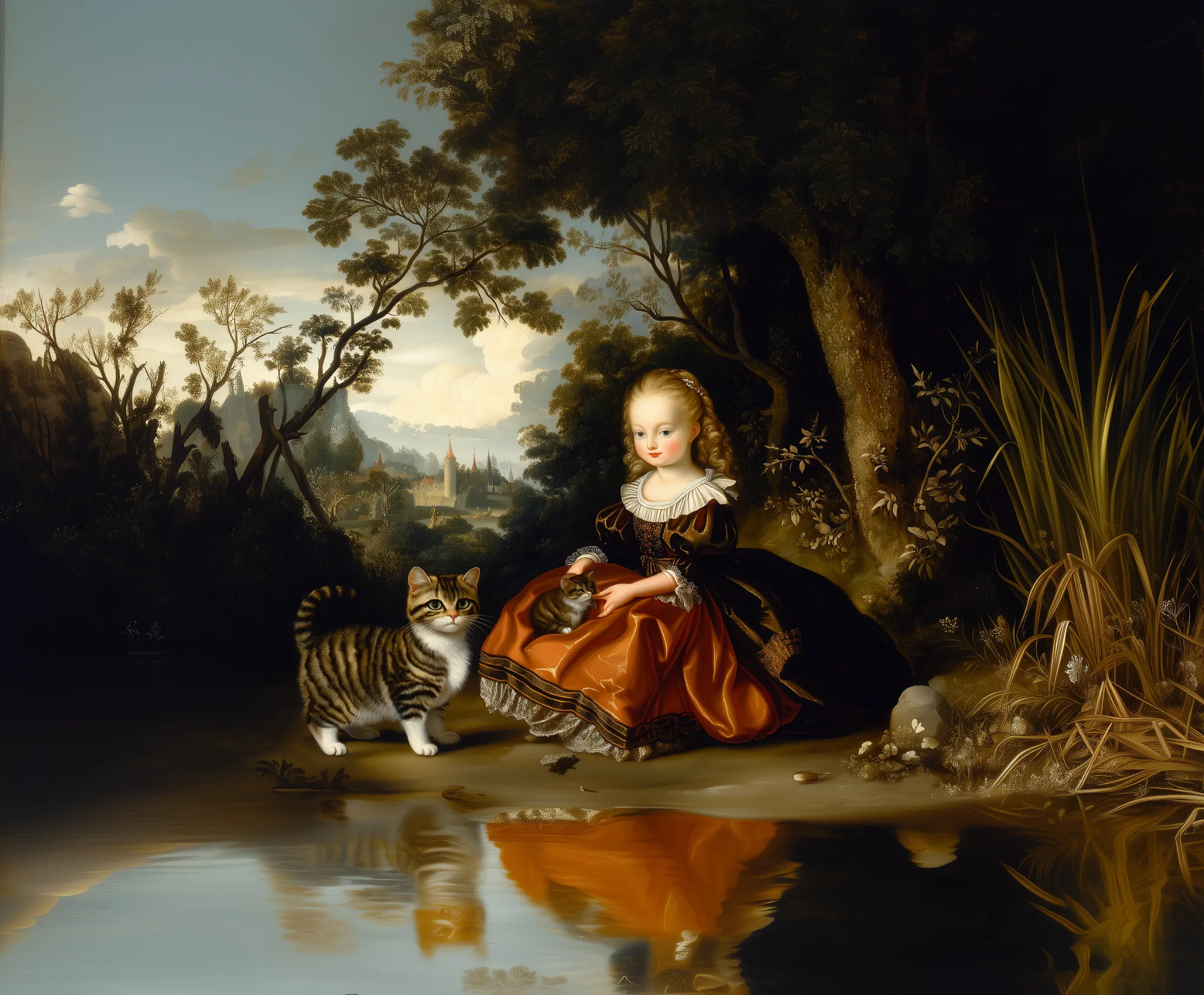 ozd3182_A_medieval_painting_of_a_princess_in_a_garden_with_her__68ce36ae-f77b-4787-91c3-e7ecc8551922