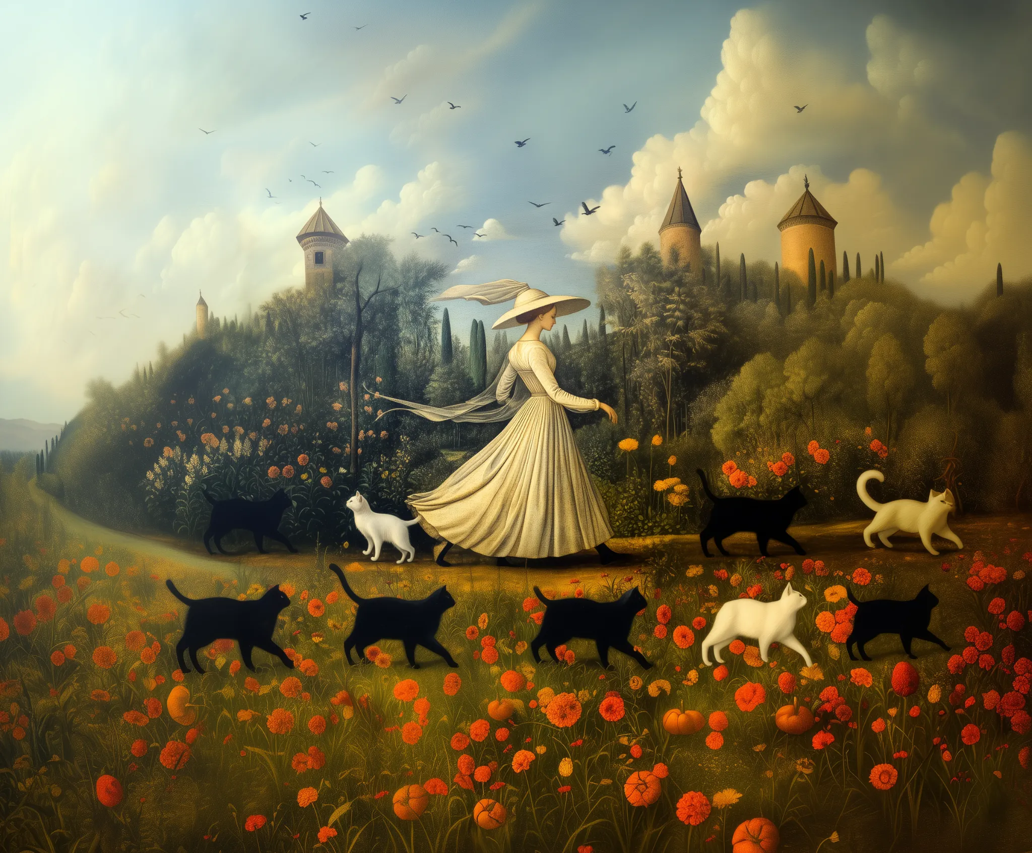 ozd3182_A_medieval_painting_of_a_princess_in_a_garden_with_her__73771458-d146-4e4f-94e6-9ff847e97550