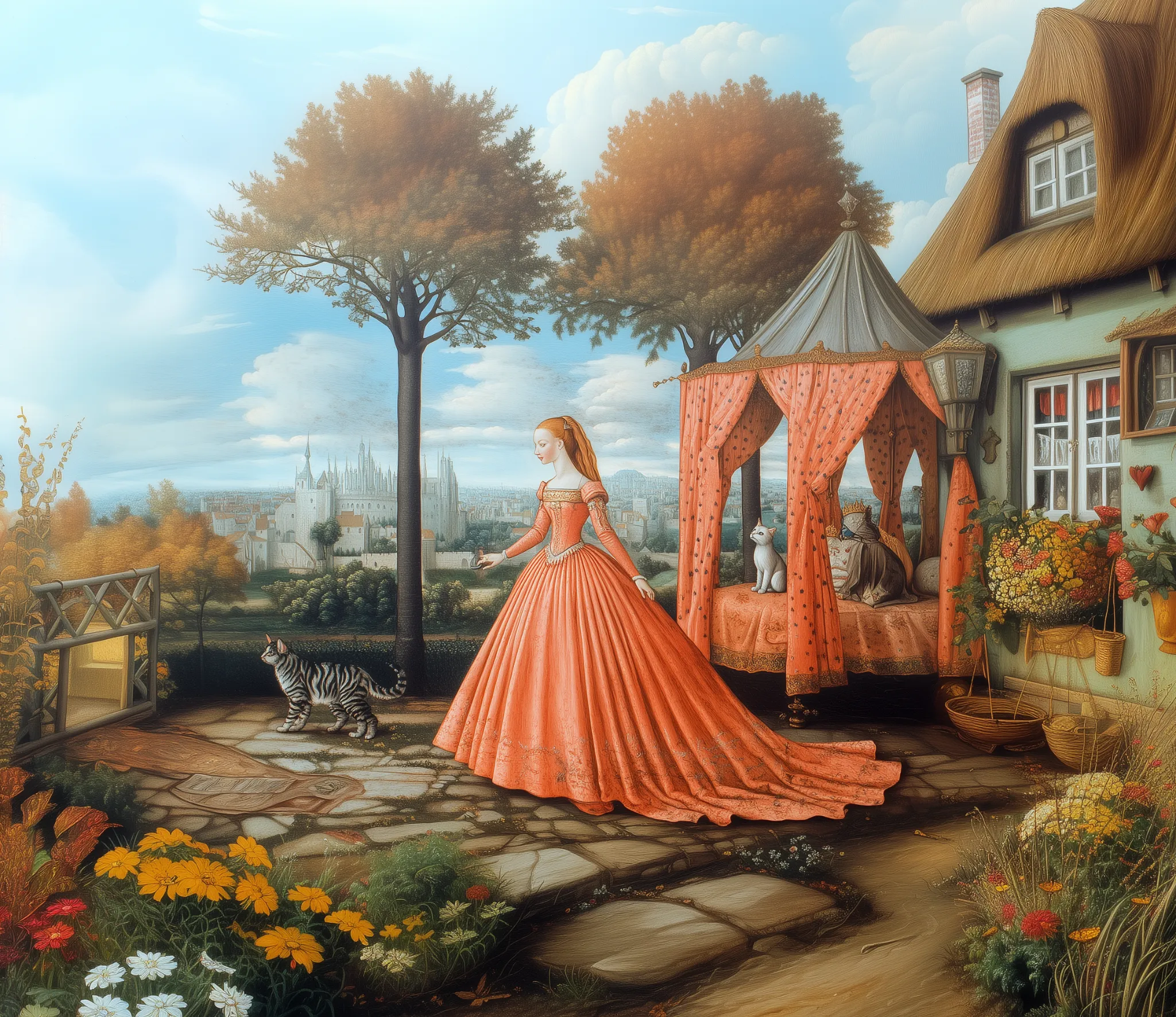 ozd3182_A_medieval_painting_of_a_princess_in_a_garden_with_her__d7ccd738-86f0-41b1-b778-e7f3d2af7dd5