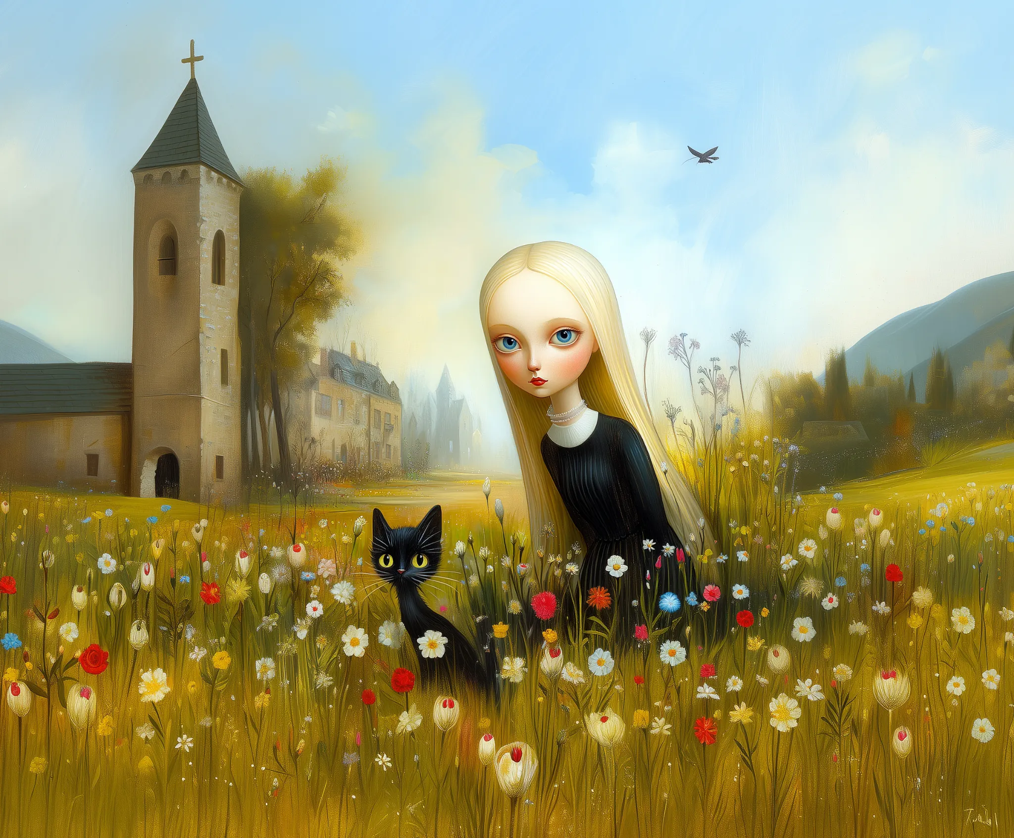 ozd3182_A_medieval_painting_of_a_princess_in_a_garden_with_her__ec932564-d2bc-4391-a54c-c0e1f630a171